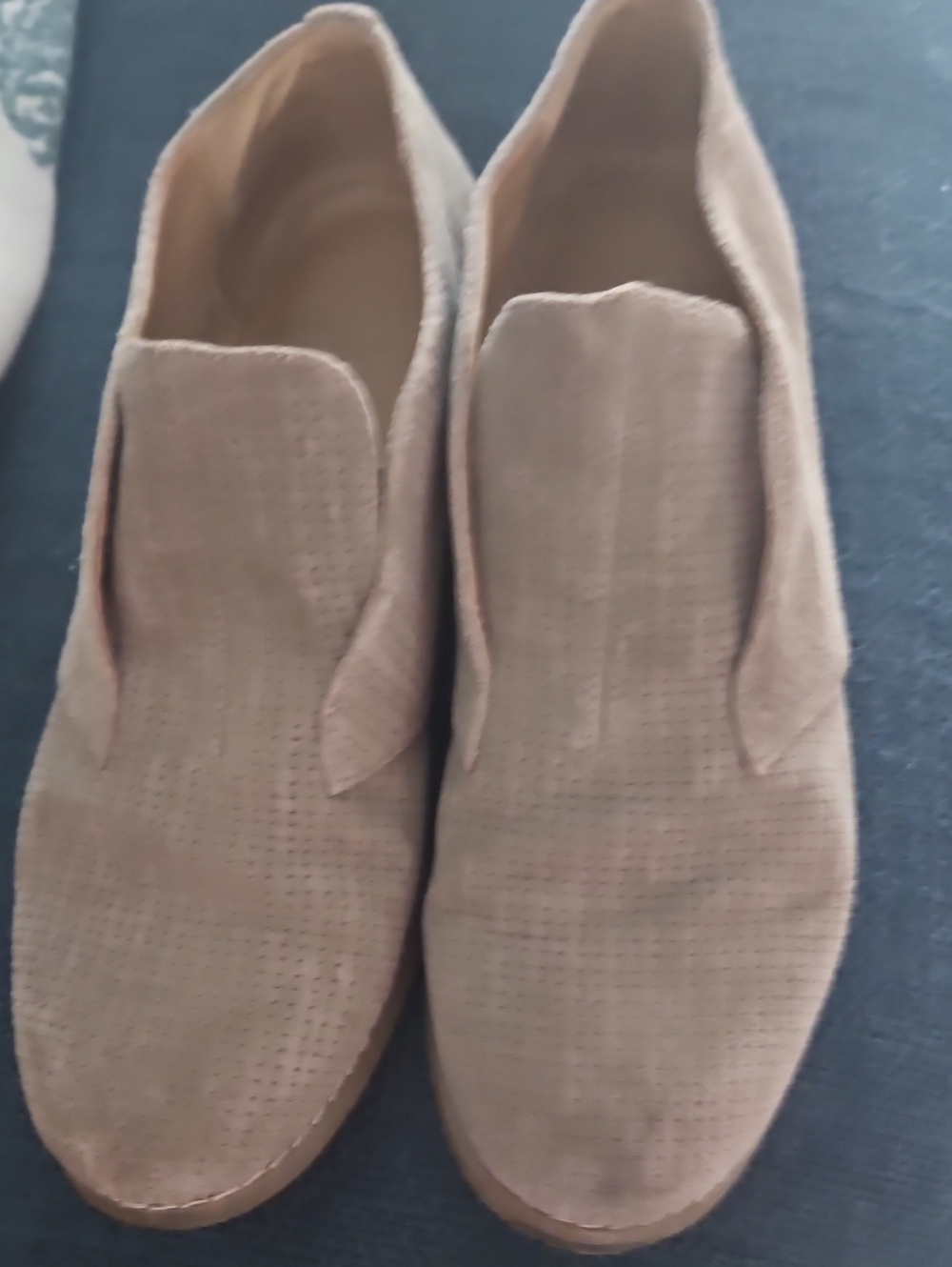 Franco Sarto Perforated Slip-On Loafers in Light Taupe